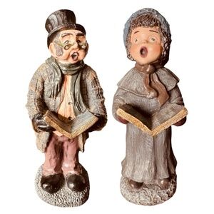 Vintage Christmas Resin Caroler Figurine 10” (pair of 2) Statue Holiday